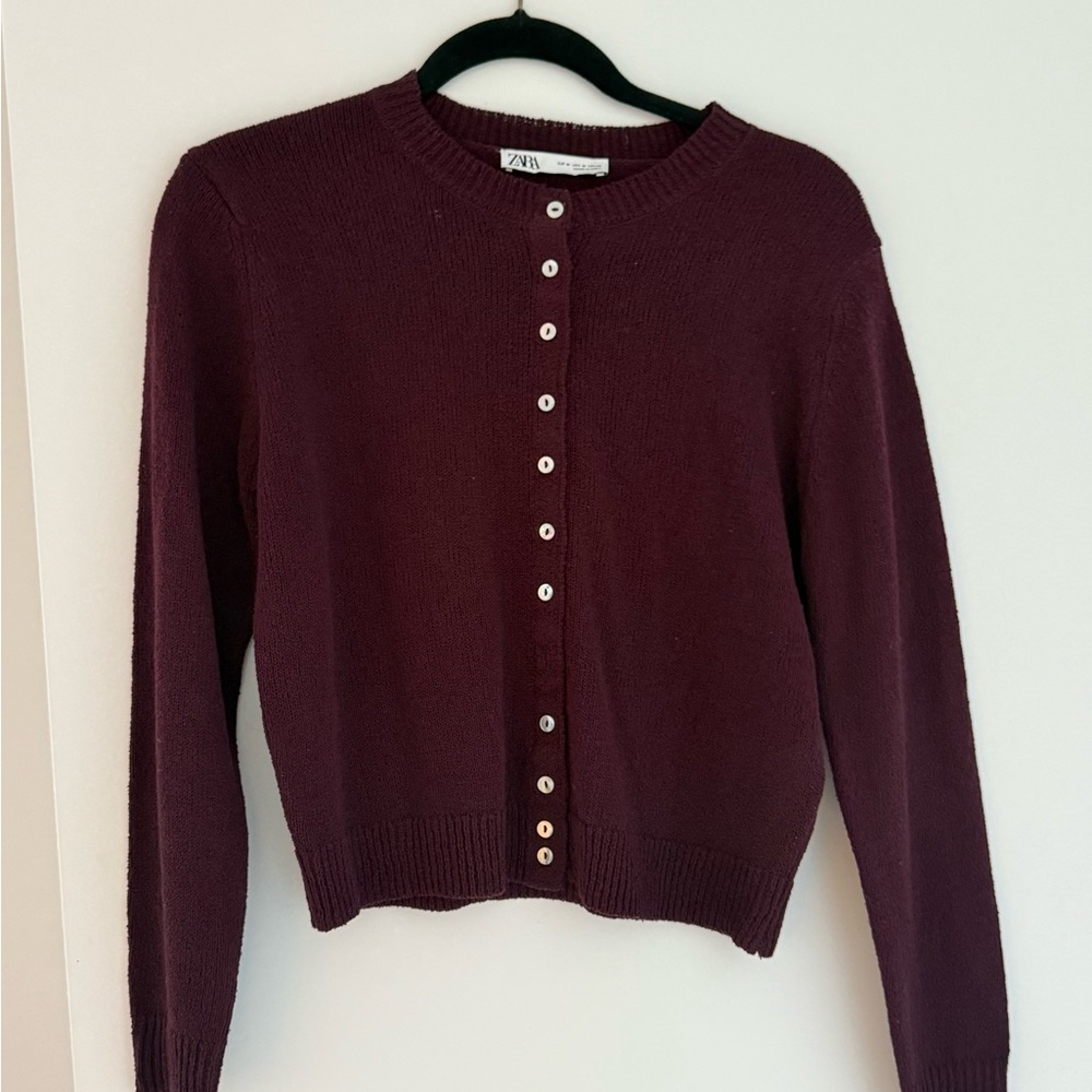 Zara Women's Deep Burgundy Cardigan